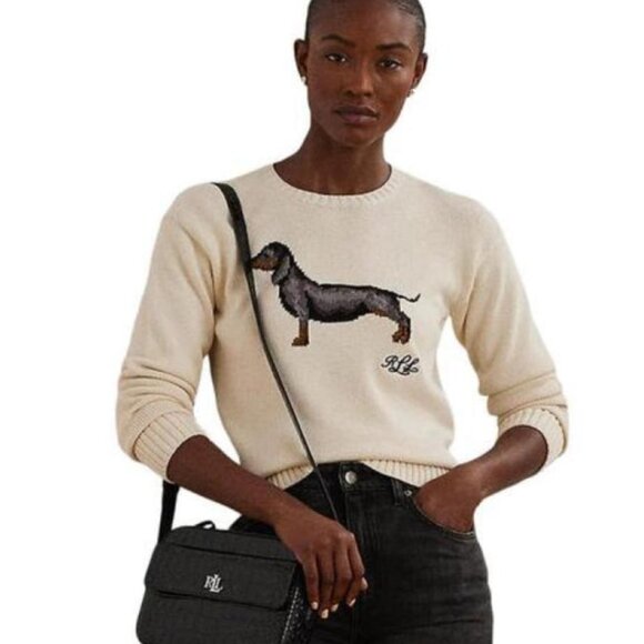 NWT Ralph Lauren Cropped Dachshund Cotton Sweater (XL) - Picture 1 of 9